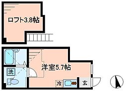 ポモドーロ蒲田 1階ワンルームの間取り