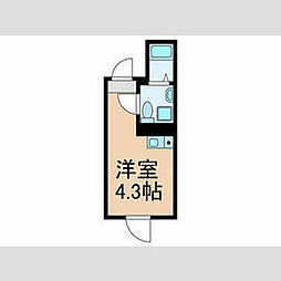 東京メトロ丸ノ内線 新中野駅 徒歩6分の賃貸マンション 2階ワンルームの間取り
