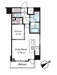 Log上野駅前 1203号室 12階1LDKの間取り