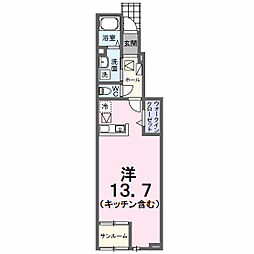 ソラーナ 1階ワンルームの間取り