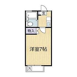 京王線 調布駅 徒歩15分の賃貸アパート 1階1Kの間取り