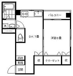 京急本線 平和島駅 徒歩3分の賃貸マンション 3階1DKの間取り