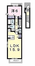 プリティー 1LDKの間取図画像