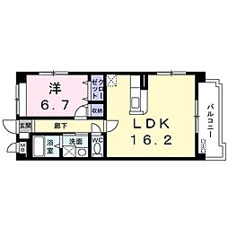 サウスヒルズ緑C 1LDKの間取図画像