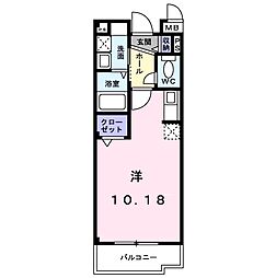 アルコバレーノ5 ワンルームの間取図画像