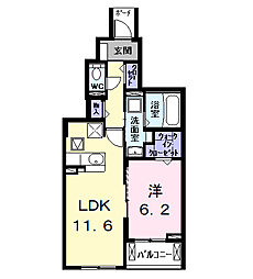 インブルーム(InBloom) 1LDKの間取図画像