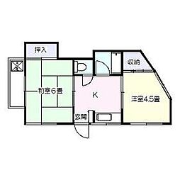 コーポラス真間Ｃ 2階2Kの間取り