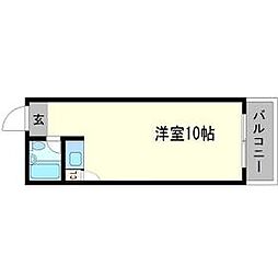 グリーン蛍 3階ワンルームの間取り