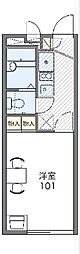 レオパレス新町 1Kの間取図画像