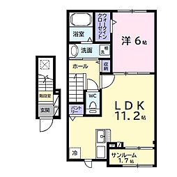 ヒカルサ市原姉ヶ崎ウエスト 2階1LDKの間取り