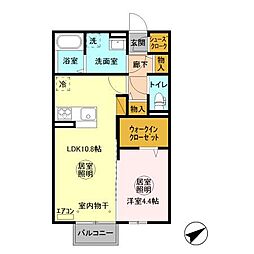 ショコラ 2階1LDKの間取り
