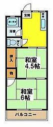 京王井の頭線 永福町駅 徒歩10分の賃貸アパート 1階2Kの間取り