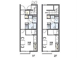 レオパレスラ　ボエーム 2階1Kの間取り
