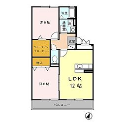 リヴィエール 3階2LDKの間取り