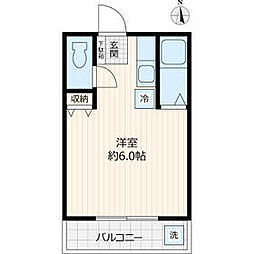 都営大江戸線 落合南長崎駅 徒歩10分の賃貸アパート 2階ワンルームの間取り