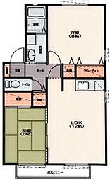 ラッキーハイツＡ 2階2LDKの間取り