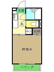 ホームズ美浜 2階1Kの間取り