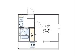 レオパレス下小田井第2 201 2階1Kの間取り