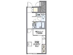 レオパレス中江 1階1Kの間取り