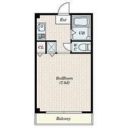 シャルマンリバー 1階1Kの間取り