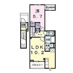 オリオン 2階1LDKの間取り