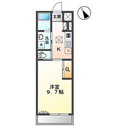 木更津市瓜倉新築アパート 1階1Kの間取り