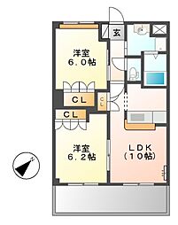 豊橋鉄道東田本線 東田坂上駅 徒歩36分の賃貸アパート 1階2LDKの間取り