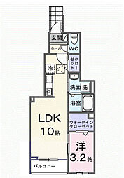 ヒカルサ土浦神立ウエスト 1階1LDKの間取り