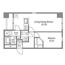 JR京葉線 八丁堀駅 徒歩3分の賃貸マンション 7階1LDKの間取り