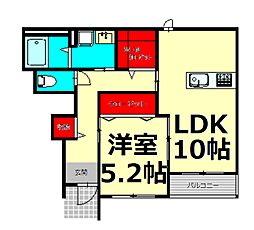 京成松戸線 北習志野駅 バス10分 刈米バス下車 徒歩4分の賃貸アパート 1階1LDKの間取り