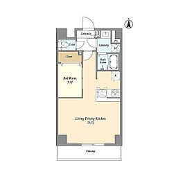 アルファコート谷在家 10階1LDKの間取り