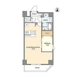 アルファコート谷在家 7階1LDKの間取り