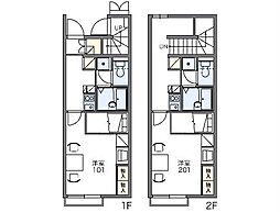 レオパレスみどりIII 2階1Kの間取り