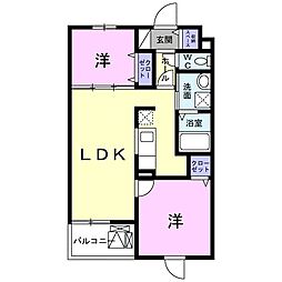 フェリシエ 3階2LDKの間取り