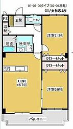 ニューラフィーネ 3階2LDKの間取り