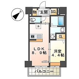 JR鹿児島本線 箱崎駅 徒歩17分の賃貸マンション 3階1LDKの間取り