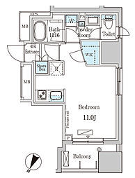 東京メトロ日比谷線 小伝馬町駅 徒歩3分の賃貸マンション 13階ワンルームの間取り