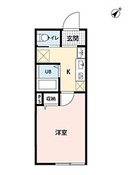 フェリオ咲が丘(フェリオサキガオカ) 2階1Kの間取り