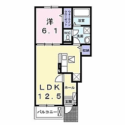 ソラーナ　Ａ 1階1LDKの間取り