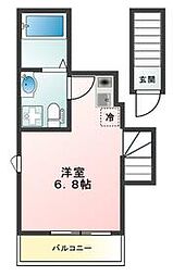 東武東上線 東武練馬駅 徒歩5分の賃貸アパート 2階ワンルームの間取り