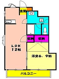 コルナ津田沼 1階1LDKの間取り