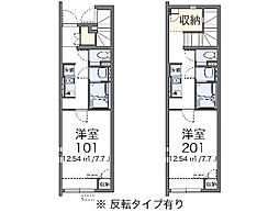 クレイノ塩津 1階1Kの間取り