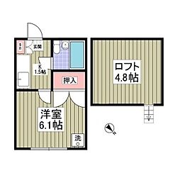 東武東上線 高坂駅 徒歩10分の賃貸アパート 1階1Kの間取り