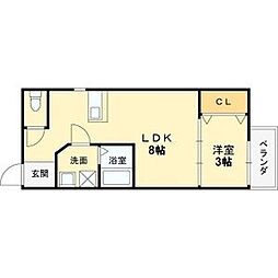 阪急宝塚本線 川西能勢口駅 徒歩5分の賃貸アパート 2階1LDKの間取り