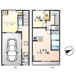 Ｇ・シエルクレール 1階1SLDKの間取り