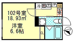 CK四ツ木 102 1階1Kの間取り