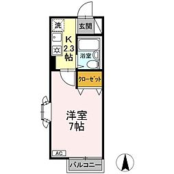 エントピア新秋津　ＡＢ 2階1Kの間取り