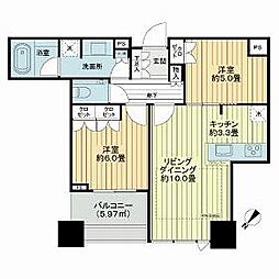 新交通ゆりかもめ 有明テニスの森駅 徒歩11分の賃貸マンション 32階2LDKの間取り