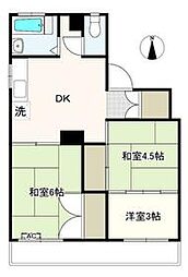京成本線 国府台駅 徒歩3分の賃貸マンション 3階3DKの間取り