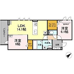 JR東海道本線 岡崎駅 徒歩32分の賃貸アパート 3階2LDKの間取り